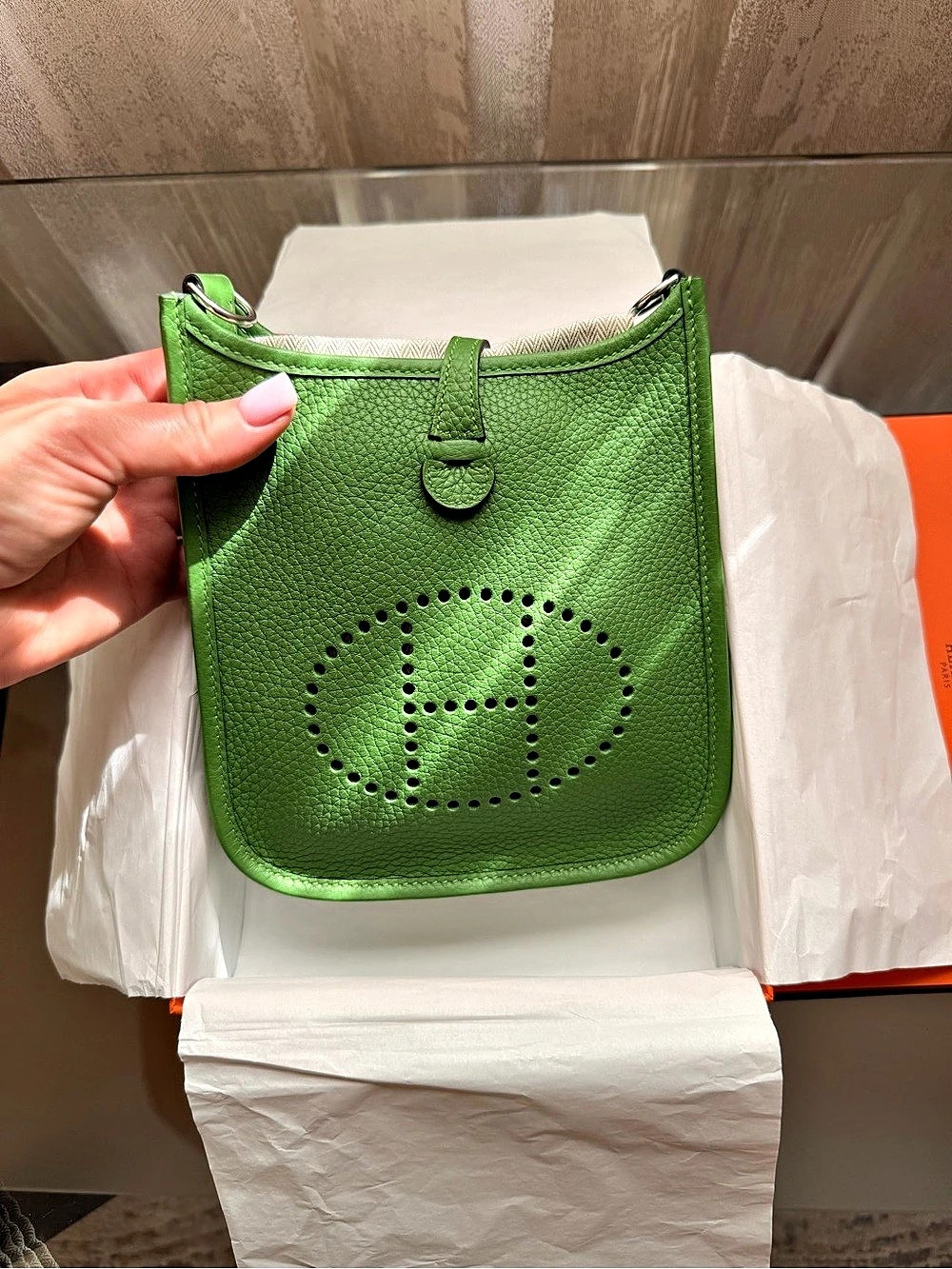 Hermès Evelyne TPM 16 Green Crossbody Bag